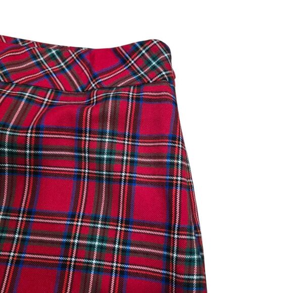 Talbots Petite A-Line Skirt Women's 12P Red Plaid Side Zip 100% Polyester Preppy - Picture 3 of 7